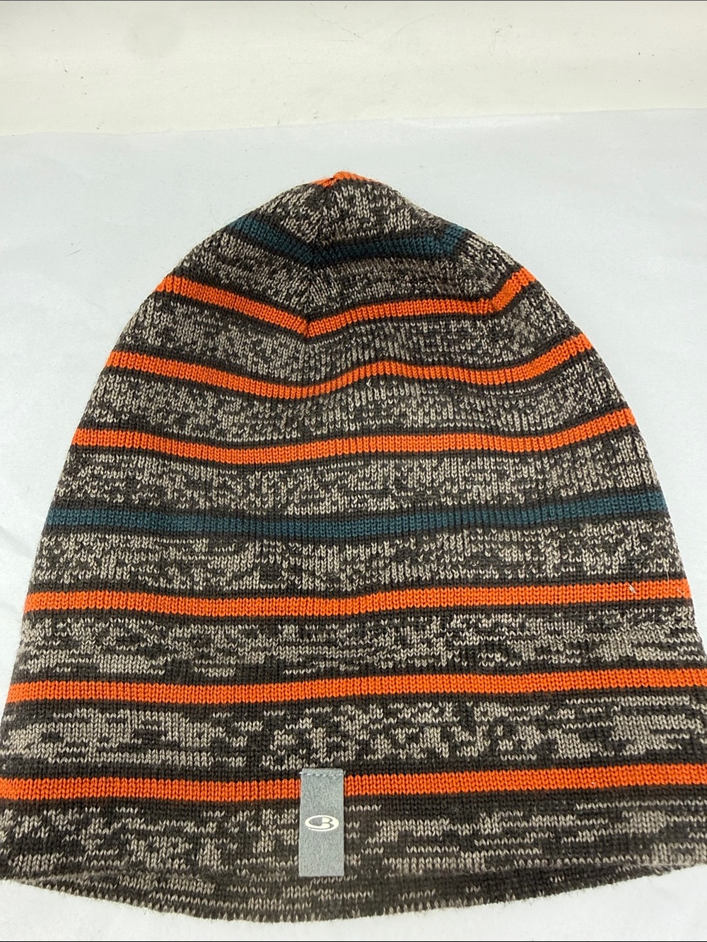 Icebreaker Atom Merino Wool Blend Striped Slouchy Knit Beanie Outdoor Winter